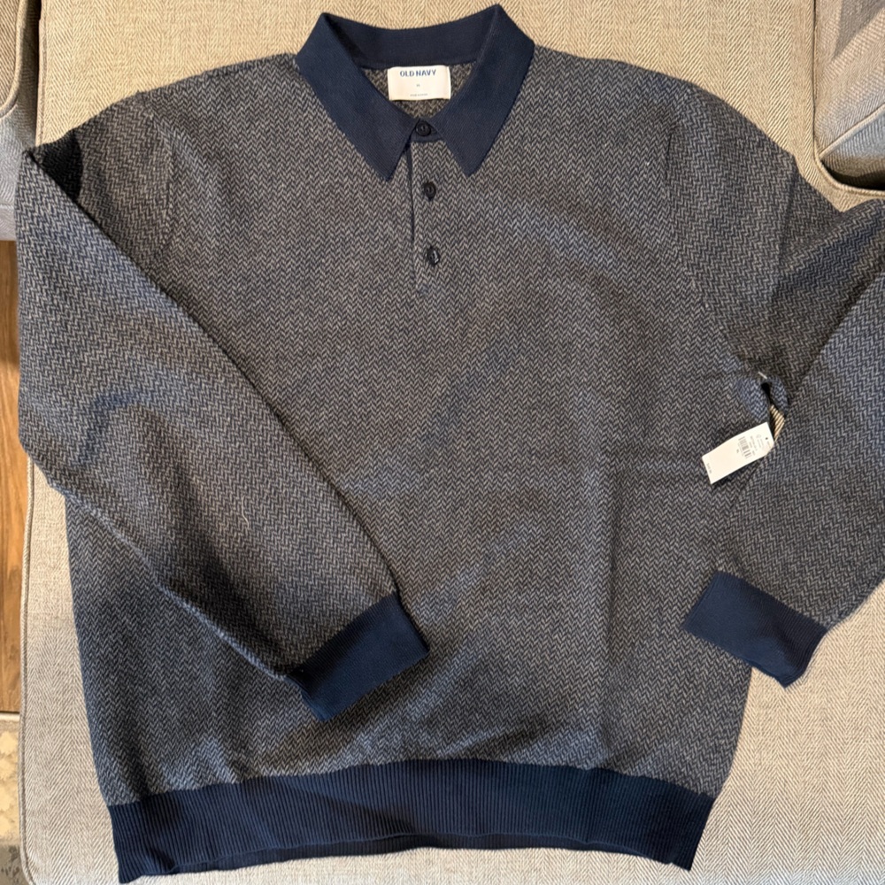 Old Navy - Men's Navy Blue Polo Pullover Sweater XL